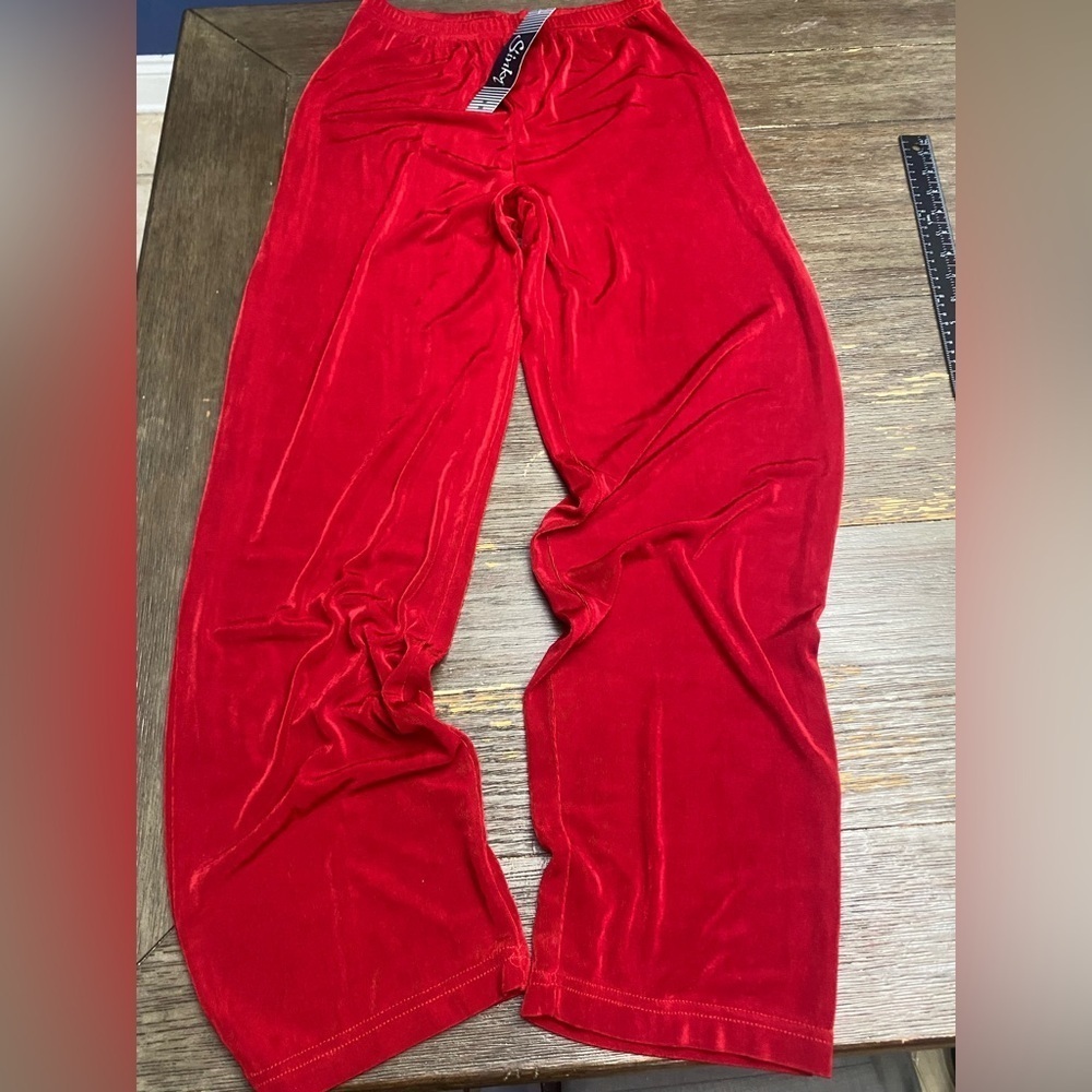Slinky Brand Womans Sz Small  Wide Leg Pants Pull On Stretch Comfort Red
NWT